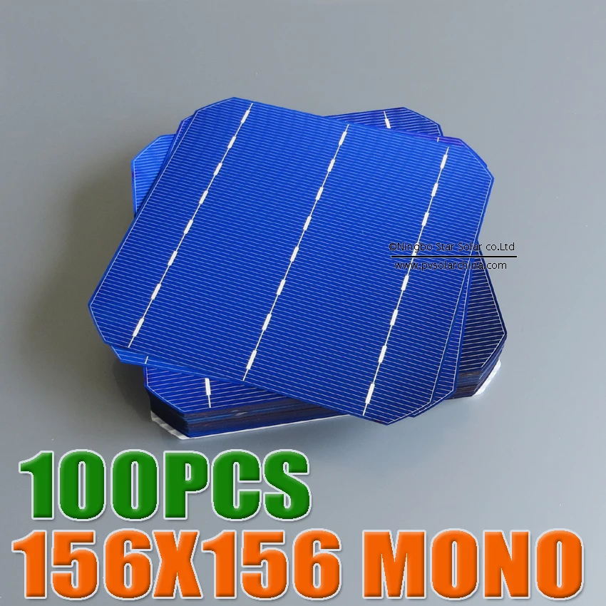 100pcs 4.4 W 18% - 18.2% efficiency 156 Mono monocrystalline Solar PV Cell 6x6 for Diy Solar Module Panels WY 100pcs 4.4 W 18% - 18.2% efficiency 156 Mono monocrystalline Solar PV Cell 6x6 for Diy Solar Module Panels WY