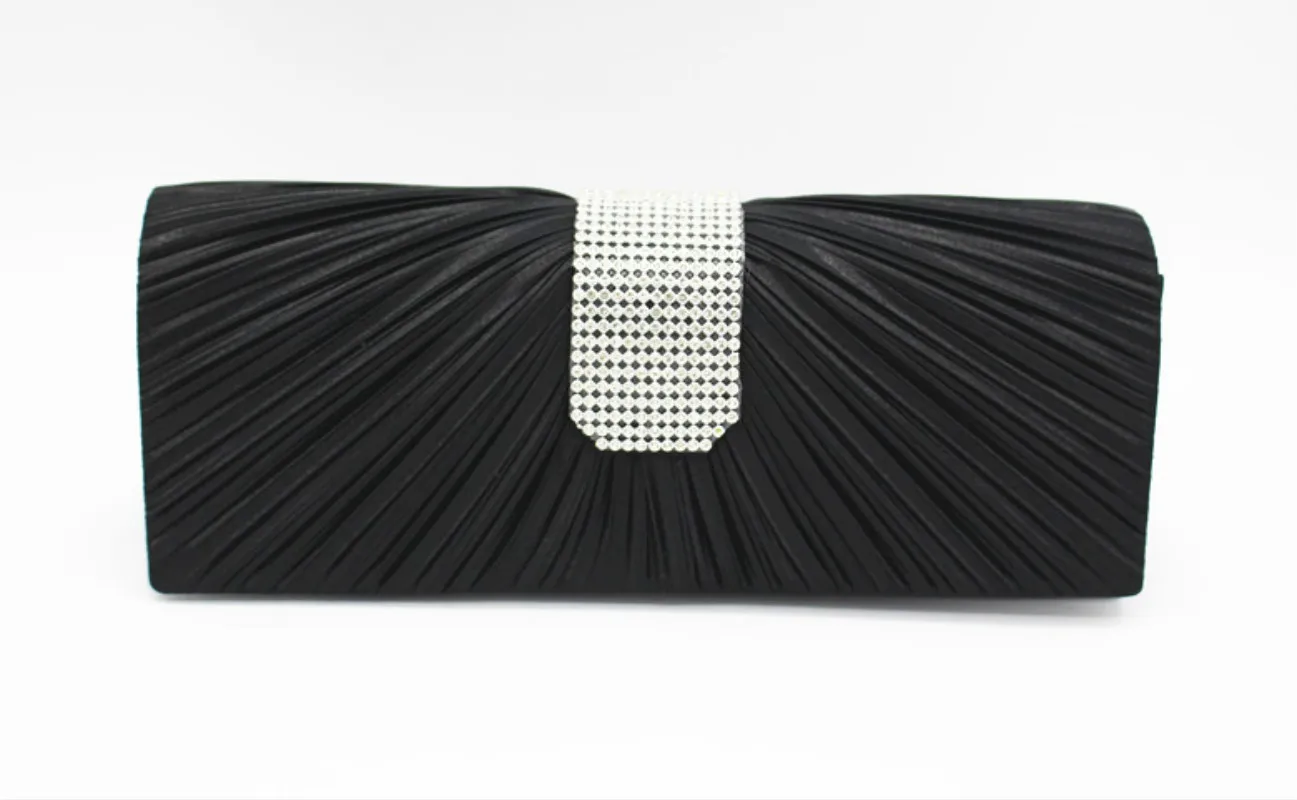 

NEW WOMEN SATIN LADIES WEDDING HANDBAG CLUTCH BAG BLACK