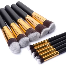 10 PCS Gold And Silver Synthetic Kabuki Makeup Brush Set Cosmetics Foundation Blush Makeup Tool