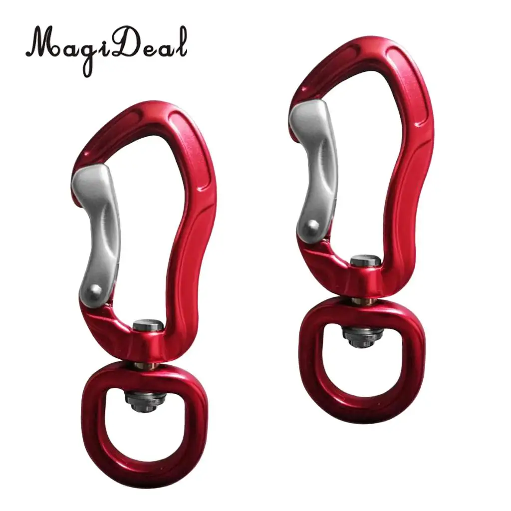Outdoor 1 Pair Rock Tree Climbing Swivel Carabiner Hanging Connect Hook Camping 71/76mm round eye for Camping Caving Climbing