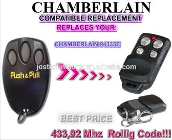 

The remote for Chamberlain 94335E replacement 433MHZ rolling code garage door remote
