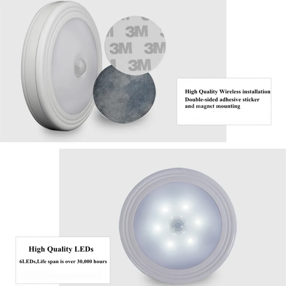 SuperNight PIR Motion Sensor LED Night Light Magnetic Battery Power Lights Control Corridor Bedroom Closet Stair Decor Wall Lamp (11)