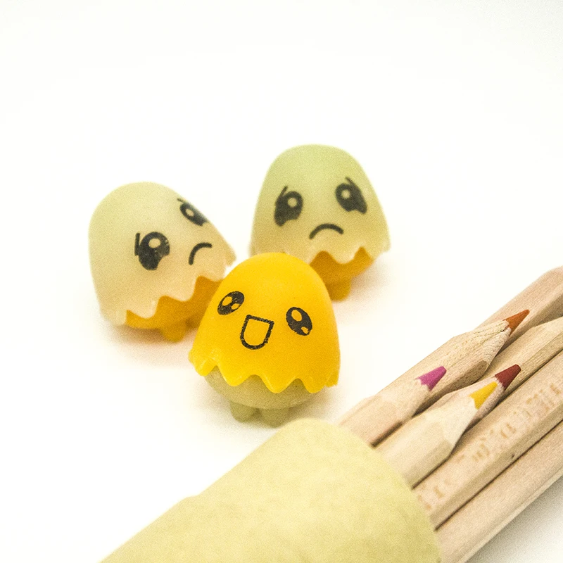 Trochilus 3Pcs luminous egg erasers cute rubber school supplies for children kawaii office stationery creative eraser girl | Канцтовары