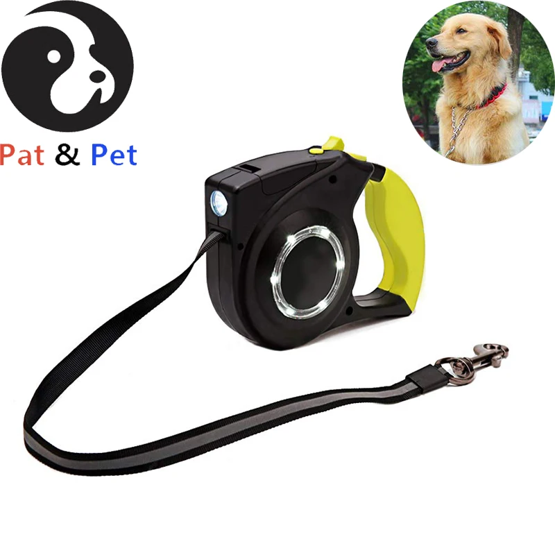 

LED Retractable Dog Leash with Light, Safe Pet Traction Nylon Rope Hand Grid Lock Button to Brake Training Walking Lead For Pet