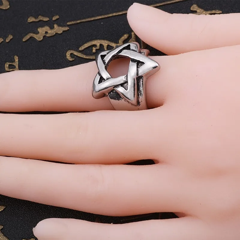 

2019 Punk Vintage Hexagram Ring Gothic Cool Men Hollow Star Of David Rings Hip Hop Biker Men Jewelry Birthday Gifts For Men