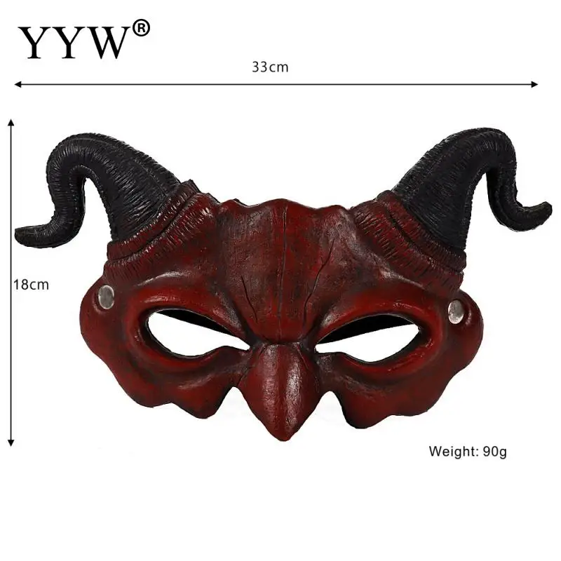 Cartoon Demon Mask With Horn Halloween Party Mask Mascaras Cosplay Halloween Scary Masker Carnival Masquerade Eye Mask Props