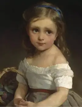 

Old painters hand-painted oil on canvas : Perfect and Charm Art,A cute working girl