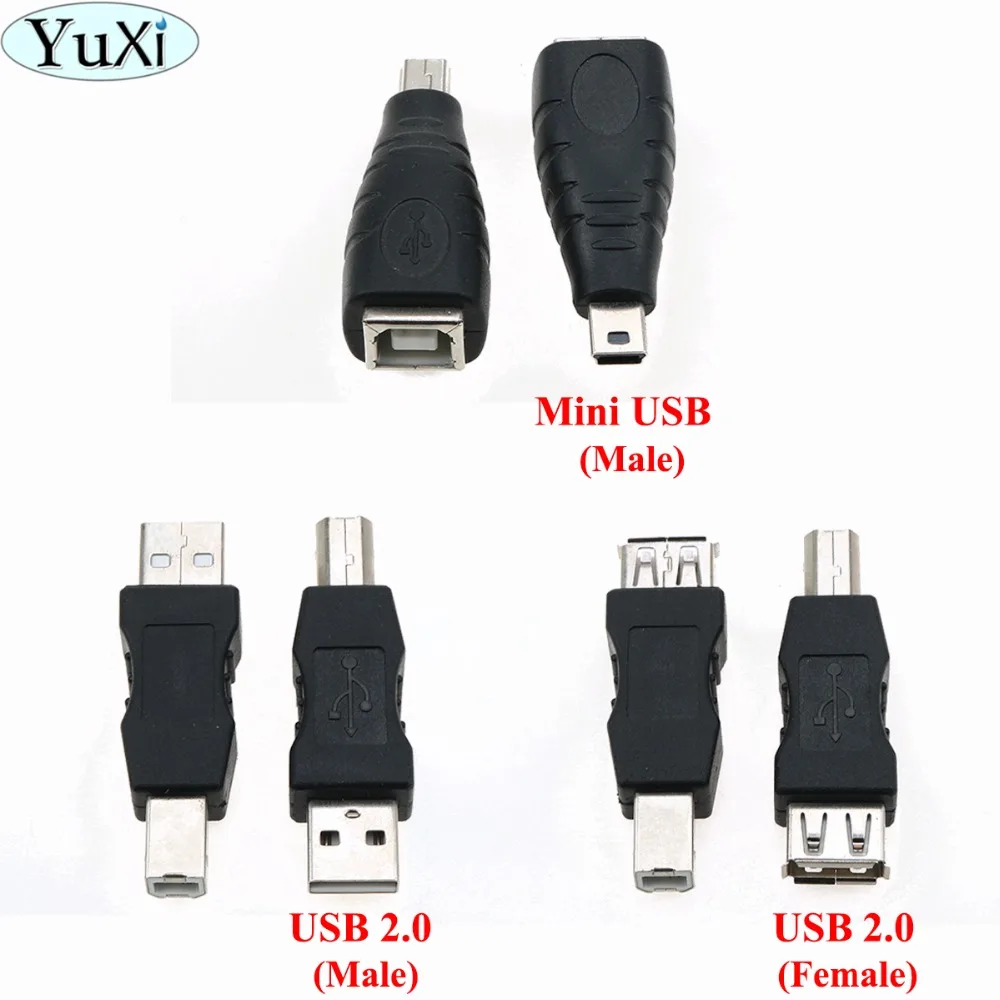

YuXi USB 2.0 A Female to B Male Adapter Connector Mini Portable Black Adapter for PC Computer Phone Printer (Mini USB / USB 2.0)