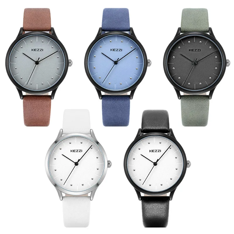 KEZZI женские часы Reloj Топ Роскошные простые круглые черные коричневые стильные Montre