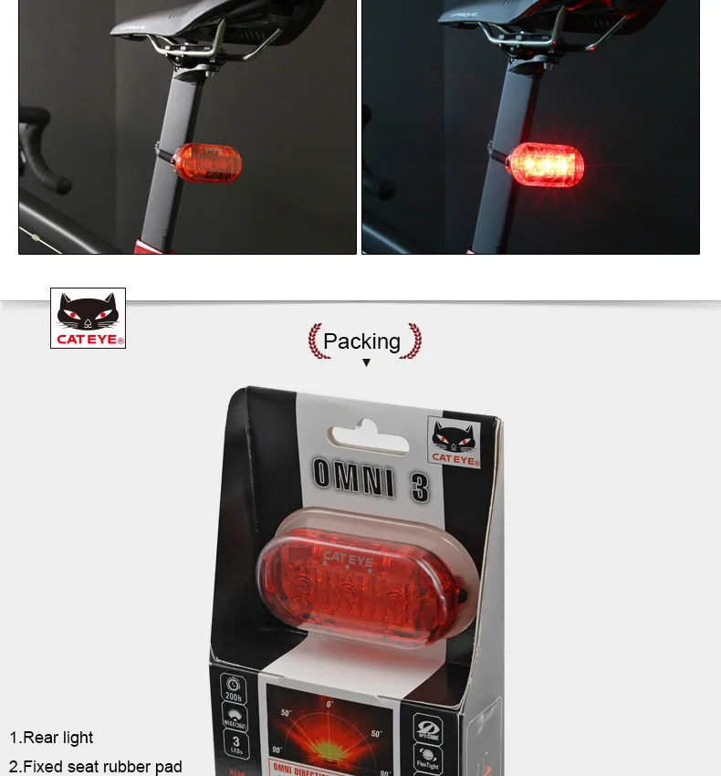 Sale CATEYE Bicycle Taillight MTB Rode Bike Light LED Safety Lights Lamp Cycling Seatpost Saddle LampWarning Tail Light Accessories 5