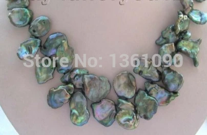

bjc 000493 Green Reborn Keshi Petal Pearl Necklace 14k (C0309)