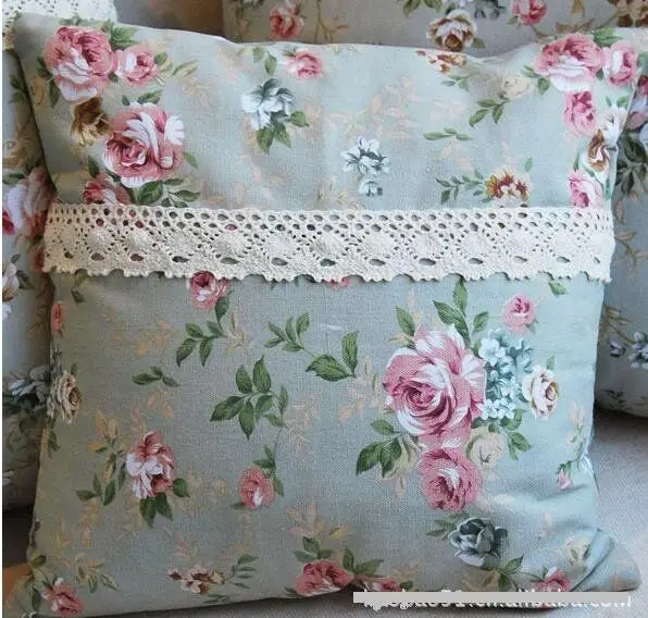 

Wholesale 2PCS Lot Green Rose Cotton Cushion Cover 45*45cm