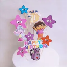 Dora The Explorer Cake Topper Dora Party Decorations Disposable Tableware Set Kids Birthday Party Baby Shower Decor Supplies dora the explorer little girls ballet dance pajama set