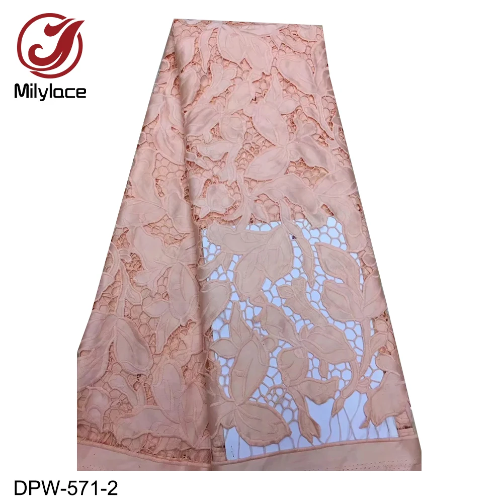 Milylace delicate embroidered African lace fabric 5 yards floral mesh lace great material for women's clothing dresses DPW-571