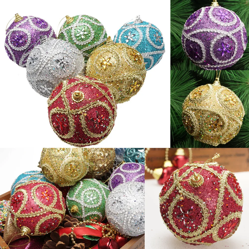 

Merry Christmas Xmas tree decor Rhinestone Glitter Baubles Balls hanging Ornament winter decorations New year noel 2018 droship