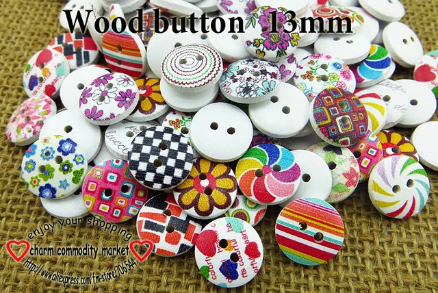 Vintage Mixed Painting Wooden Buttons For Crafts Scrapbooking Sewing  Clothes Button DIY Kid Apparel Supplies 15-35mm M1893