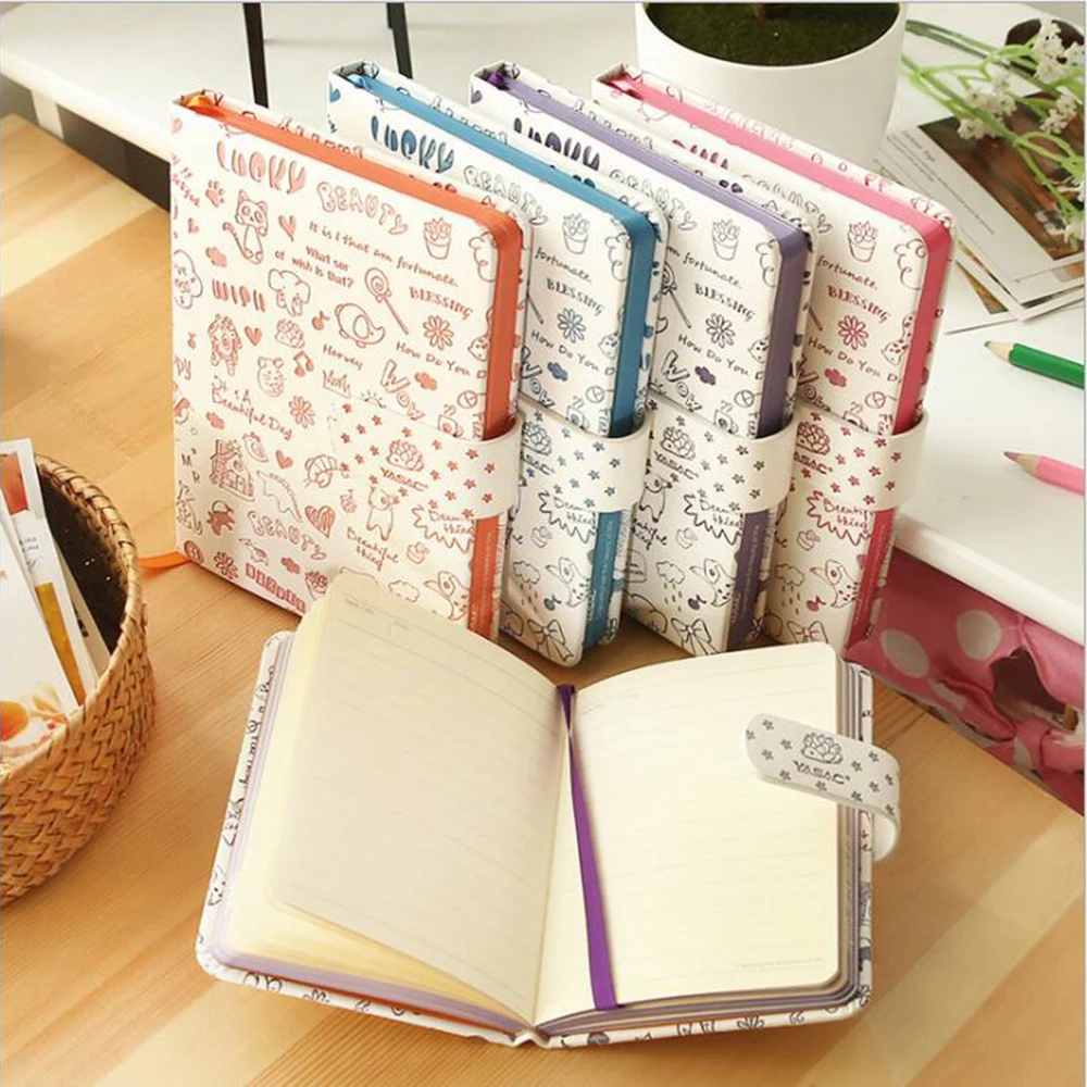 

Lucky Beauty Cute Faux Leather Planner Cartoon Kawaii Line Normal Office School Notebook Daily Schedule Hard Copybook Agenda