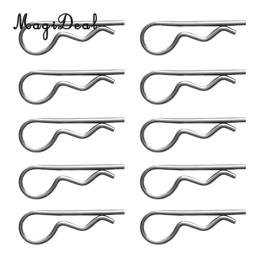 MagiDeal Strong Durable 10Pcs Marine Stainless Steel R Retaining Clip Spring Cotter Pin 1.2x22mm for Rowing Sailing Boating Acce