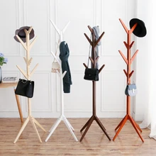Creative 8 Hook Tree Shape Solid Wood Coat Storage Rack Display Stand Hanging Scarves Hat Bag