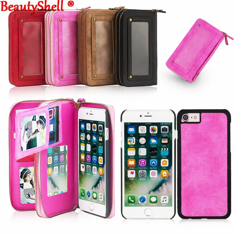 imágenes para Multifunción carpeta de la pu leather case para iphone7 7 plus 6 s 6 más 5S SÍ Cajas Del Teléfono Bolsa de Doble Cremallera Monedero Bolso de La Señora cubierta imágenes para Multifunción carpeta de la pu leather case para iphone7 7 plus 6 s 6 más 5S SÍ Cajas Del Teléfono Bolsa de Doble Cremallera Monedero Bolso de La Señora cubierta