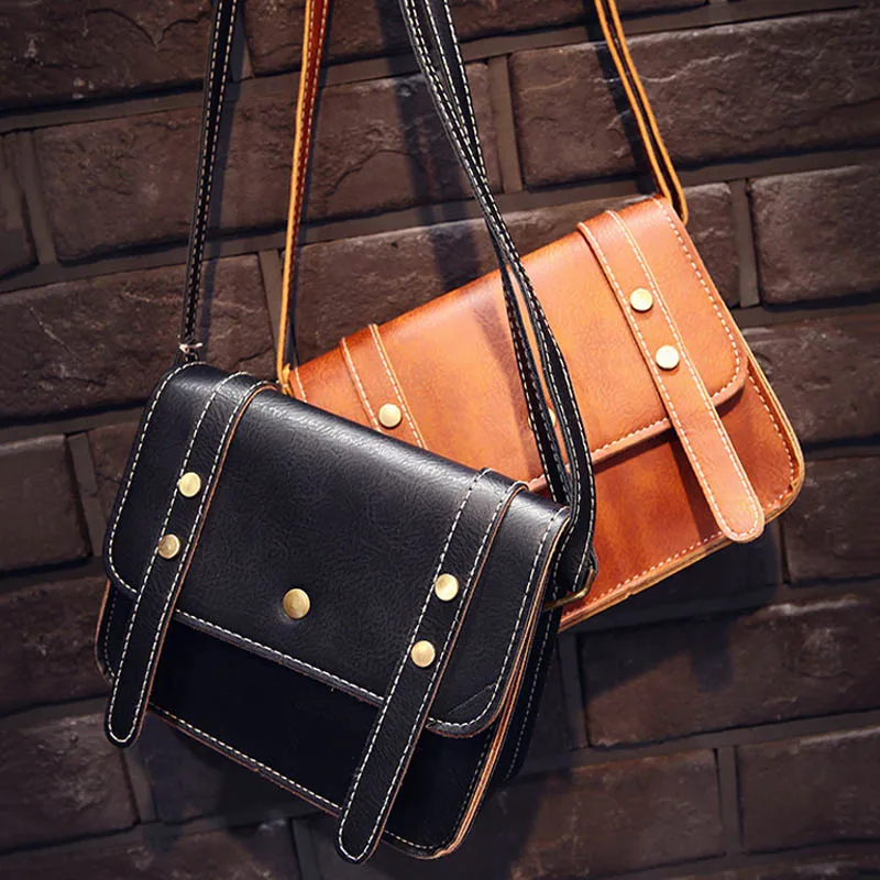 Simple Fashion Korean Women Messenger Bags Leather Zipped Handbag