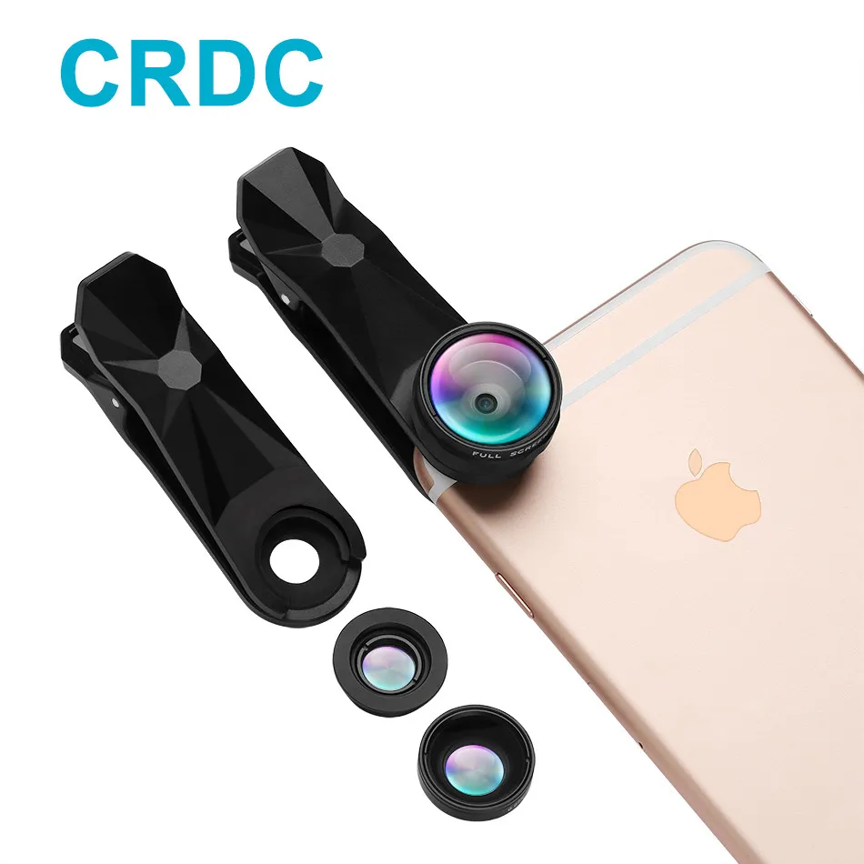

CRDC Universal Mini Fish eye 3in 1 Cell Phone Lens Kit 180 Degree Fisheye Lens +110 Degree Wide Angle + 10x Macro Len for Phones