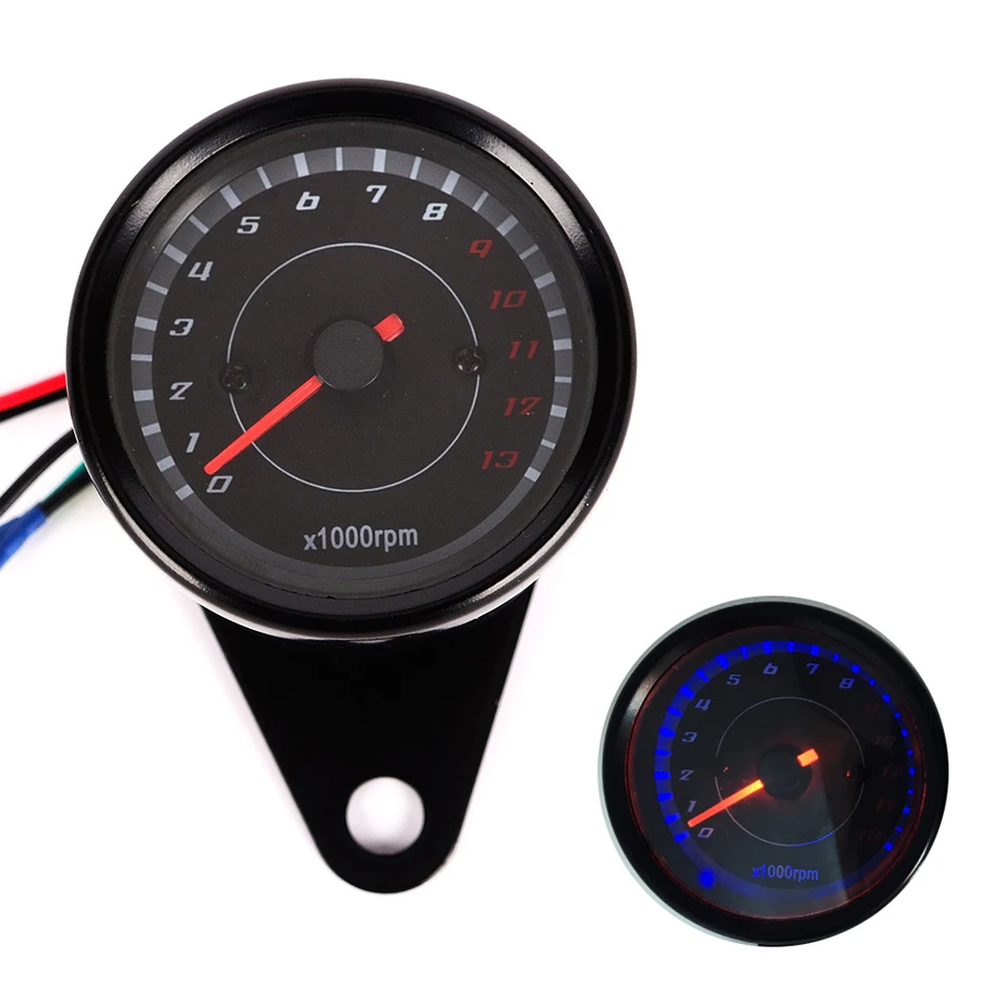 12V Motorcycle Tachometer Speedometer Gauge 0 13000RPM Blue Red LED