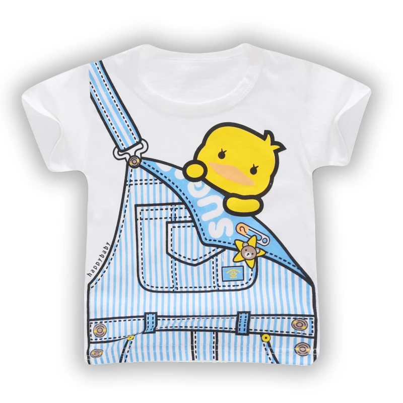 

Children Summer 2019 Cute Baby Short Sleeve T-shirt for Boy Girl Tops Toddler Tshirt Shark Bunny Giraffe Animal Printed White