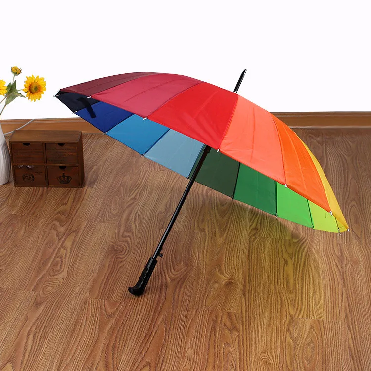 

100PCS Fedex Wholesale Rainbow Umbrella Water Proof Sun Rain 16K Golf Umbrella Golf Automatic Long-handle