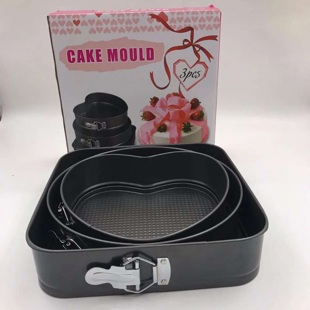 3 PCS Heart Shaped Round Cake Decorating Mold Bakeware Pan 3 PCS Heart Shaped Round Cake Decorating Mold Bakeware Pan