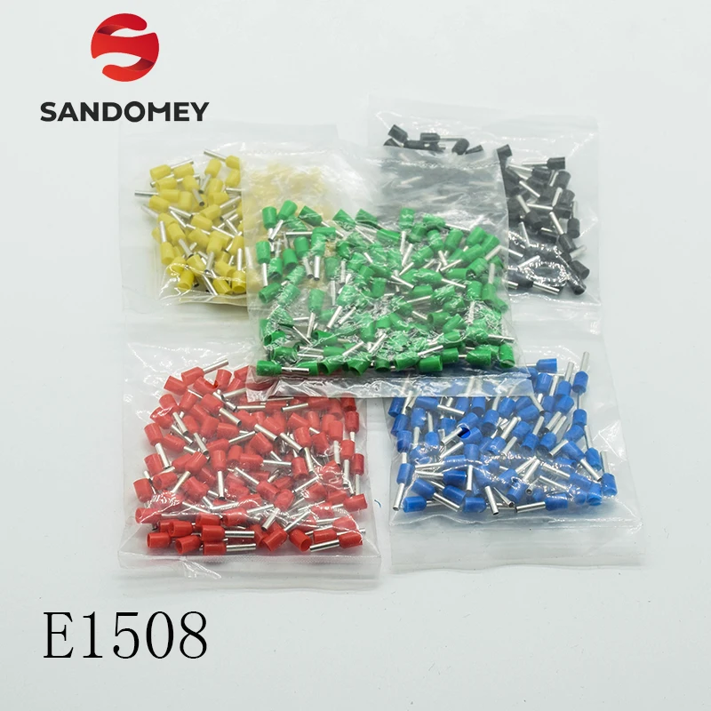 

E1508 Tube insulating Insulated terminals 1.5MM2 Cable Wire Connector Insulating Crimp Terminal Connector 100PCS/Pack