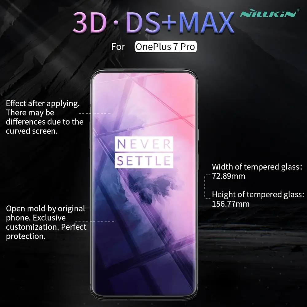 Цена 1 + 7 pro 3D DS + Max полное покрытие для OnePlus 7 Pro стекло закаленное стекло Защита экрана круглый край 1 + 7 pro Nilkin HD стеклянная плёнка