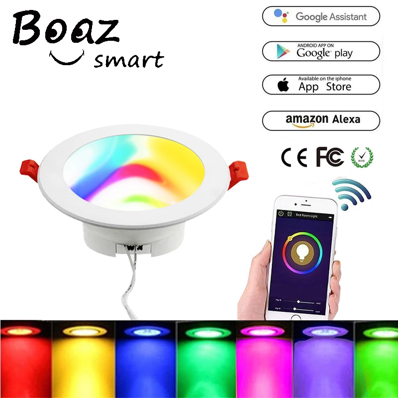 

Boaz 3.5 Inch Smart Wifi Downlight Dimmable Led Color Changing Remote Control Alexa Echo Google Home Voice Control Led Bathroom Downlight