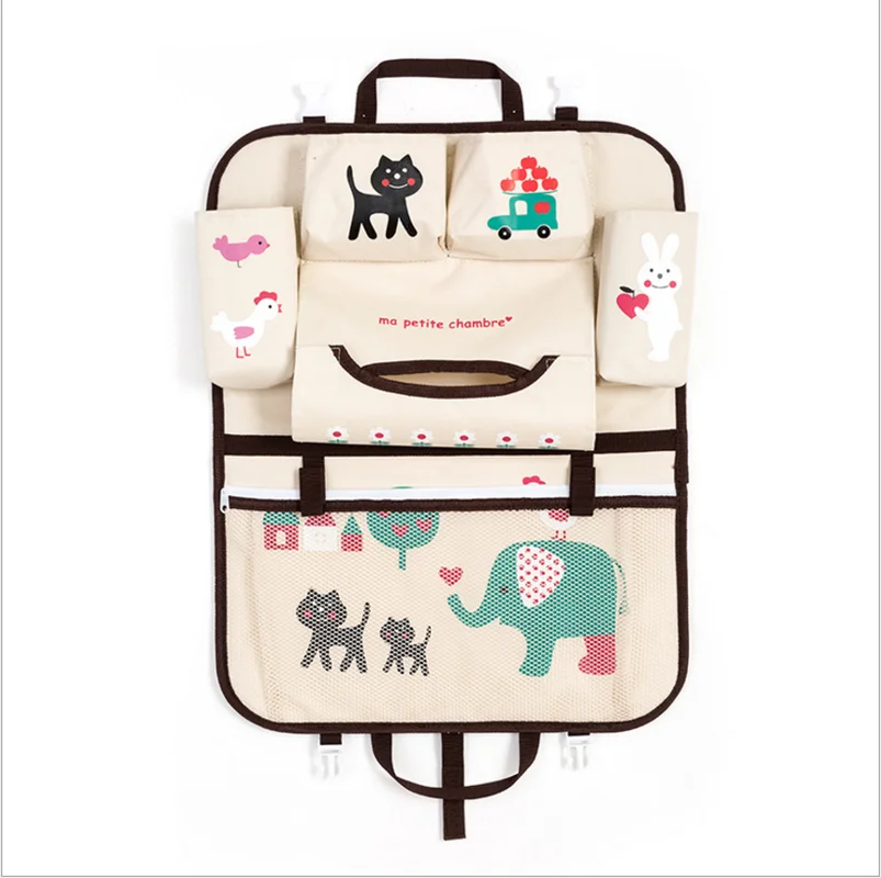 

Cute Cartoon Car Seat Back Organizer Oxford 600D Kids Backseat Car Organizer with Tablet Holder Car Storage Bag