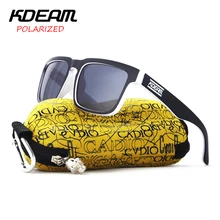 KDEAM Лето мужские Квадратные Солнцезащитные очки, поляризованные солнцезащитные очки, очки для использования спортивный черно-белая оправа HD черные линзы в золотистой оправе UV400 с жестким корпусом KD901P-C19