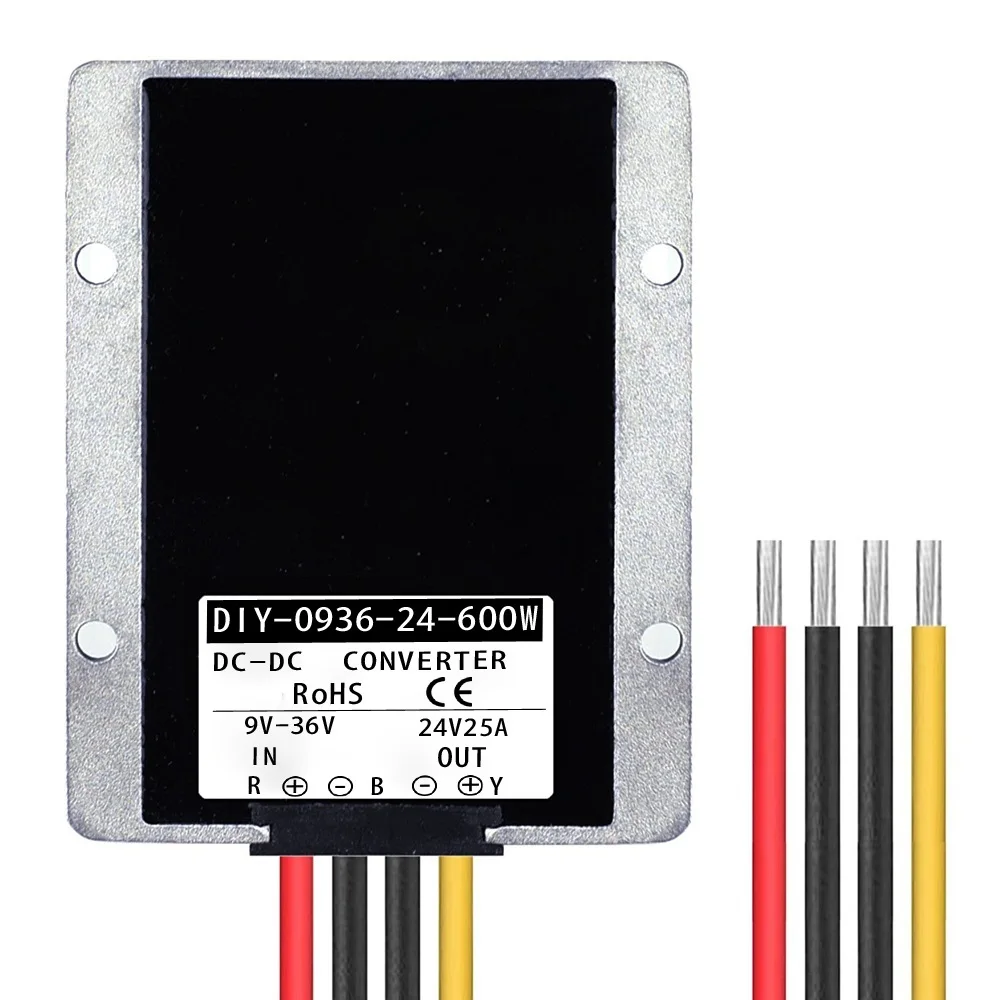 9 V-36 V-24 V макс 25A преобразователь постоянного тока Регулятор Редуктор Напряжение стабилизатор шаг вверх вниз Тип CE по ограничению на использование опасных материалов в производстве Водонепроницаемый IP67 12V 24V T 24V - Цвет: 9V-36V TO 24V 600W