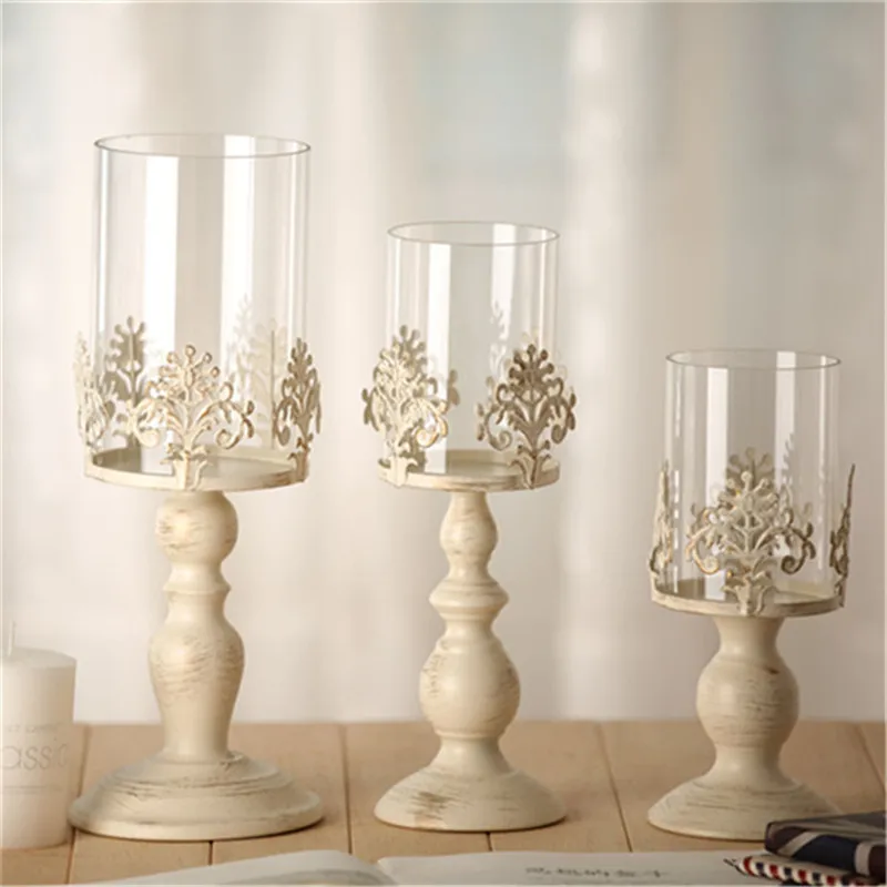 

Craft large Glass Candles Wedding Candle Holders 3 Size Elegant Candle Holder Cube Stand Candle Candlestick Metal Base
