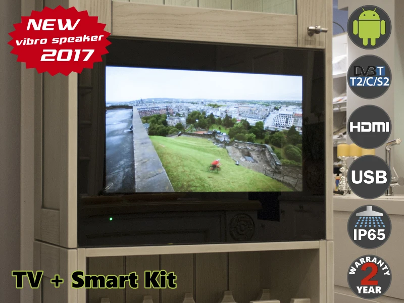 21.5" Cabinet Door TV for Kitchen AVIS AVS220K (Freeview/DVB-T/DVB-T2) with Smart Kit. Black Frame / Magic Mirror Free shipping