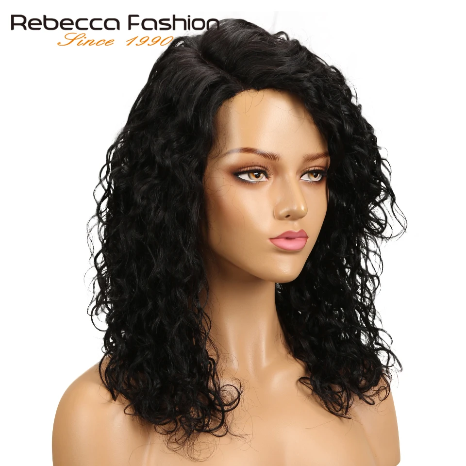 Rebecca Water Wave Human Hair Lace Wigs For Black Women L Part Peruvian Remy Hair Natural Wave Lace Wig 16 Inch Free Shipping
