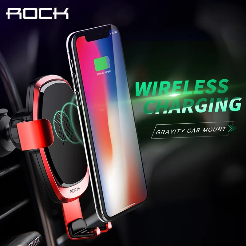 ROCK Car Mount Qi Wireless Car Charger For iPhone X 8 Plus Fast Wireless Charging Pad Car Holder Stand For Samsung S9 S8 Plus