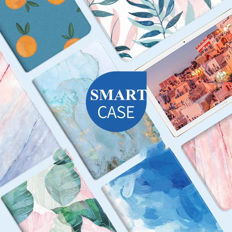 Mediapad T5 8 дюймовый мраморный умный флип чехол с листьями для Huawei M5 lite