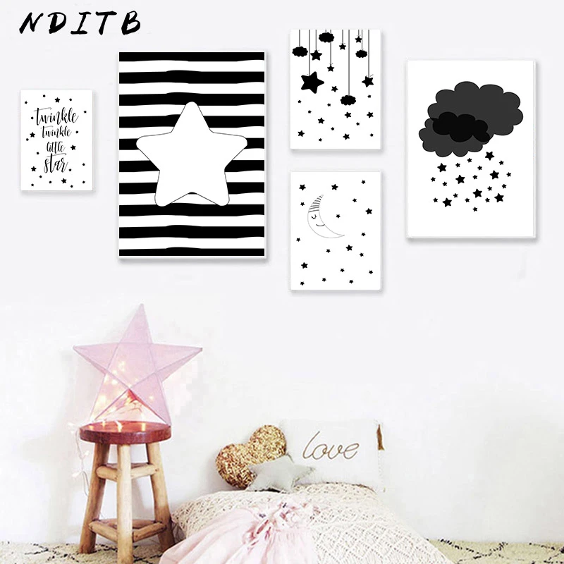 black and white nursery wall decor