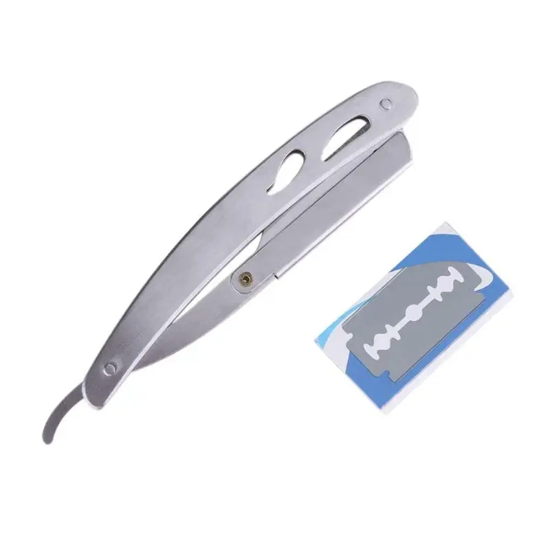 Stainless Steel tool Shaver Razor Blade Holder Straight tool Edge Steel