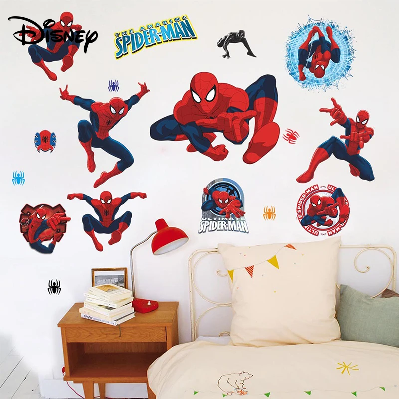 Disney Spiderman Living Room Background Sticker Kids Room Bedroom Wall Decorative Sticker Waterproof Removable