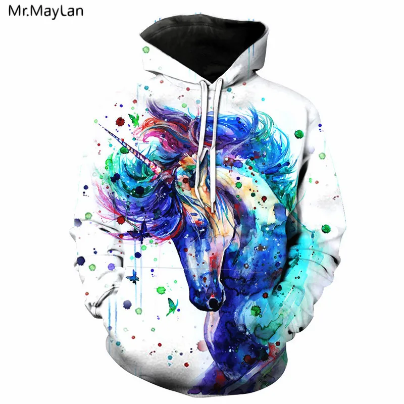 

Oil Painting Unicorn Print 3D Hoodies Men Women Streetwear Pullovers Hooded Sweatshirts Jackets 2018 Hip Hop Coat Plus size 6XL
