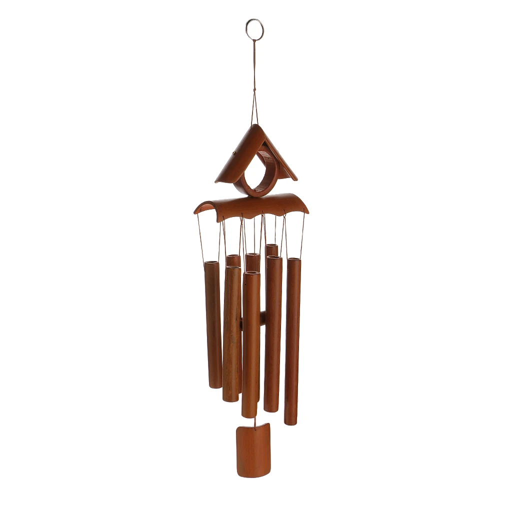 Bamboo Roof 8 Tube Wind Chimes Mobile Windchime Church Bell Hanging