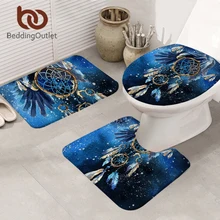 Постельные принадлежности Outlet Dreamcatcher коврик для ванной комнаты из 3 предметов нескользящий коврик Белоголовый Орлан набор богемский Туалет Обложка акварель синий Galaxy ковер