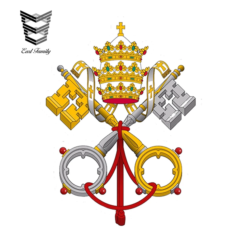 

EARLFAMILY 13cm x 9.75cm Car Styling Holy See Catholic Church Emblem Vinyl Car Sticker See of Rome City Waterproof Accessories