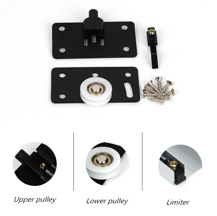 1 Set of Wardrobe Sliding Door Pulley Metal + Nylon Cabinet Sliding Door Fittings Track Roller Furniture Hardware Accessories