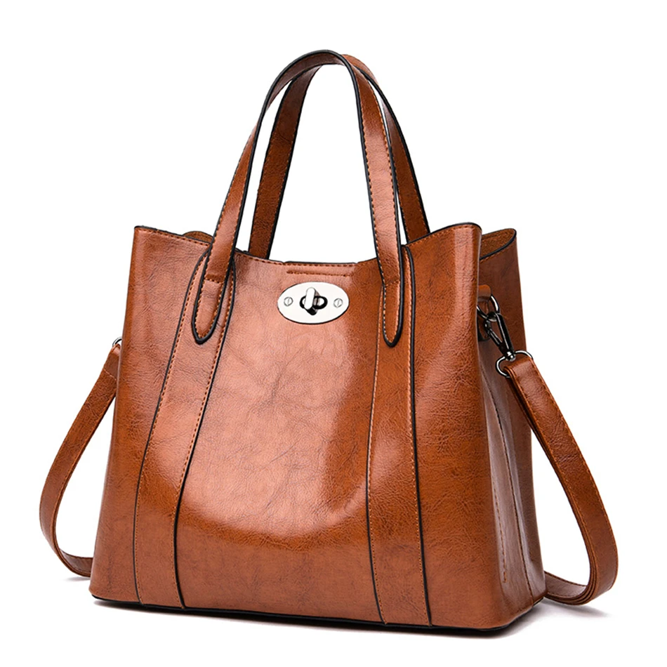 

Leather Handbags Big Women Bag High Quality Casual Female Bags Trunk Tote Brand Lock Shoulder Bag Ladies Large Bolsos Sac A Main